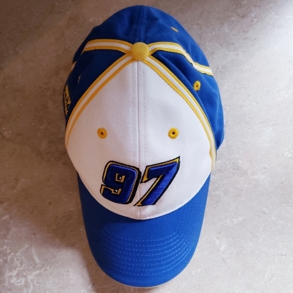 Nascar Kenny Irwin Racing Hat Cap 97 Adjustable 100% Cotton Blue White Gold EUC - Picture 7 of 10
